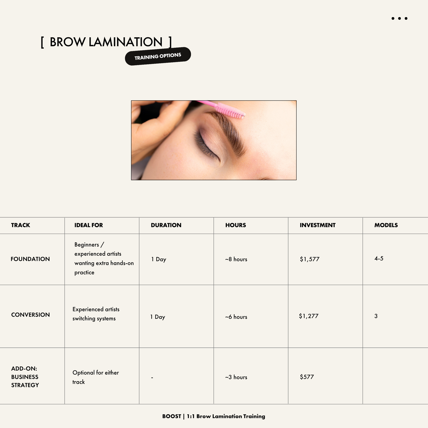 BOOST | 1:1 Brow Lamination Training