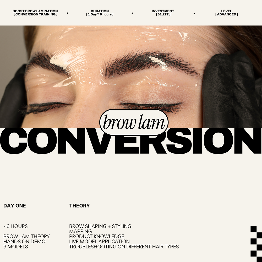 
                      
                        BOOST | 1:1 Brow Lamination Training
                      
                    