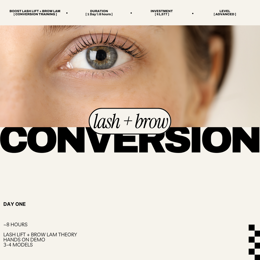 
                      
                        BOOST | 1:1 Lash Lift + Brow Lamination Training
                      
                    